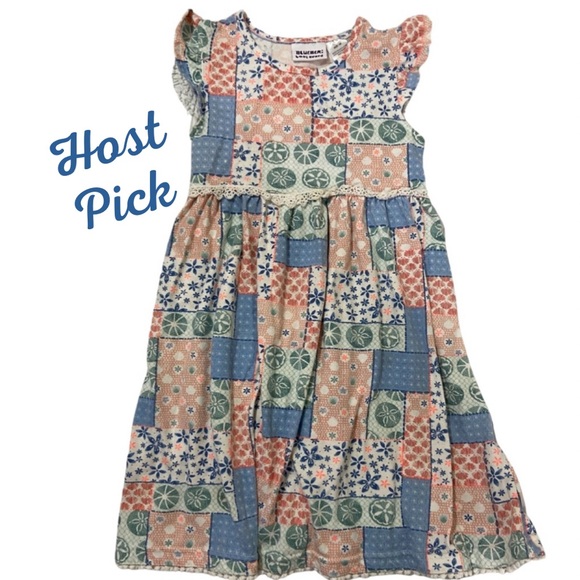 Blueberi Boulevard Other - Bluberi Boulevard Young Girls Patchwork Print Dress Ruffle Short Sleeves SZ 6X